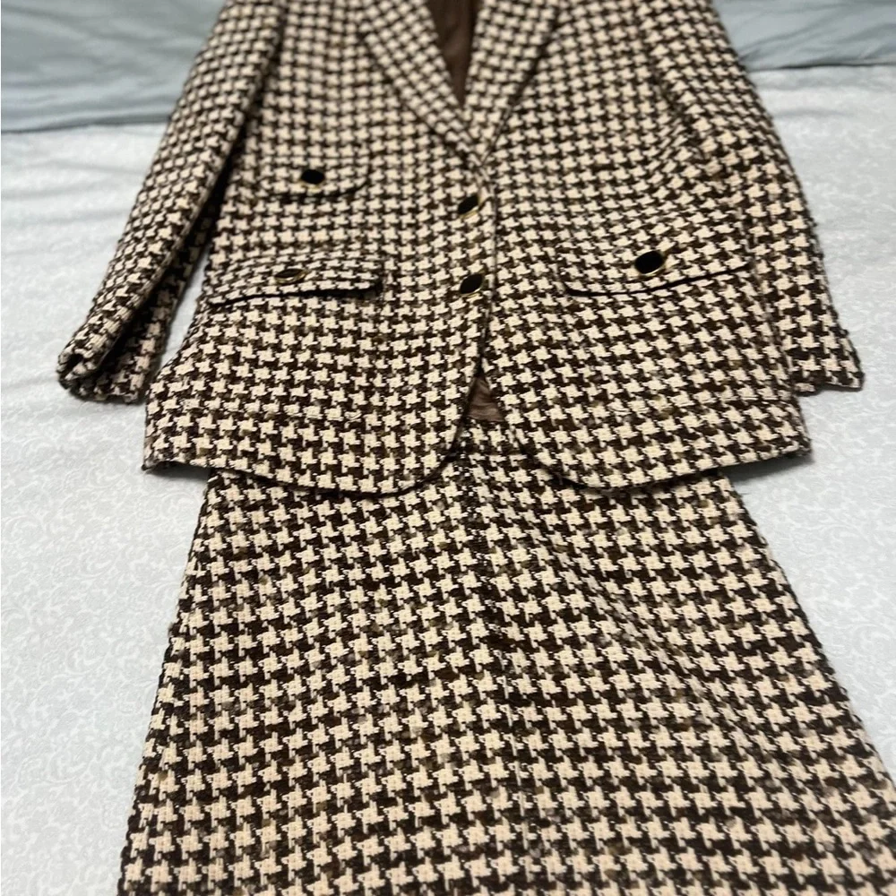 Sandro Women's wool Houndstooth Blazer Coat set - Picture 5 of 9